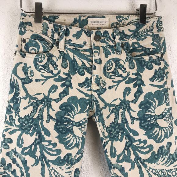 NWT Denim & Supply Ralph Lauren Asiatic Floral Print Ankle Zip Festival Jeans 26 - Picture 3 of 10